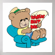worlds best dad cute fathers day teddy bear design print