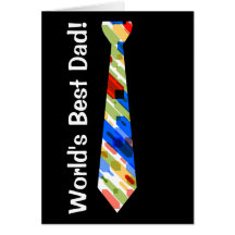 World's Best Dad Multi-Colour Colourful Fake Tie Greeting Card
