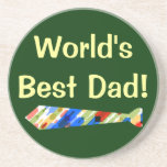 World's Best Dad Multi-Colour Colourful Fake Tie Coasters