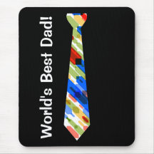 World's Best Dad Multi-Colour Colourful Fake Tie Mousepad