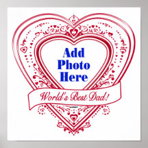 World's Best Dad! Photo Red Hearts Posters