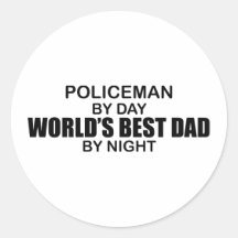 World's Best Dad - Policeman Round Stickers