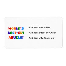 World's Best-est Abuela Bright Colours Tshirts Personalized Shipping Labels