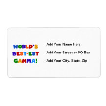 World's Best-est Gamma Bright Colours Gifts Personalised Shipping Label