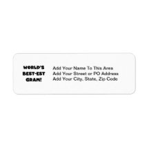 World's Best-est Gram Black Text Tshirts and GIfts Custom Return Address Label