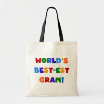 World's Best-est Gram Bright Colours Gifts Canvas Bags
