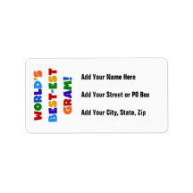 World's Best-est Gram Bright Colours Gifts Labels