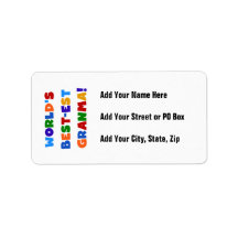 World's Best-est Granma Bright Colours Personalized Address Labels