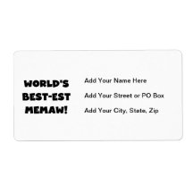 World's Best-est Memaw Black and White T-shirts Personalized Shipping Labels