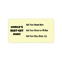 World's Best-est Mimi Black Text T-shirts and Gift Custom Address Labels