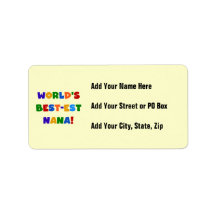 World's Best-est Nana Bright Colours T-shirts Address Label