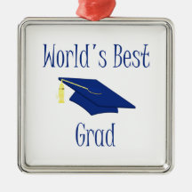 World's Best Grad (blue) Ornaments
