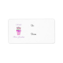 world's best grandma (pink flowers) personalized address label