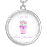 world's best grandma (pink flowers) necklaces
