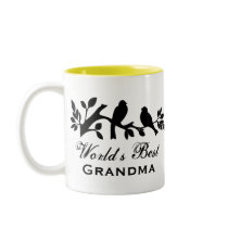 World's Best Grandma sparrows silhouette branch Mug