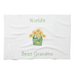 world's best grandma (yellow flowers) kitchen towels