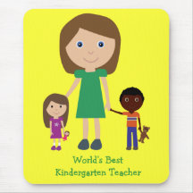 World's Best Kindergarten Teacher Cute Cartoon Mouse Pads