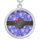 World's best mom blue roses necklaces