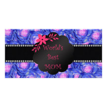 World's best mom blue roses photo card