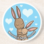 Worlds best Mom Bunny Beverage Coaster