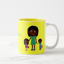 World's Best Mom Cute Ethnic Cartoon Characters Mug