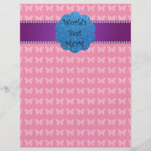 World's best mom pink butterflies full color flyer