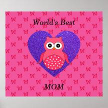 Worlds best mom pink owl print