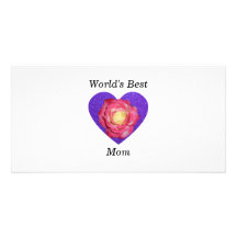 World's best mom pink rose custom photo card