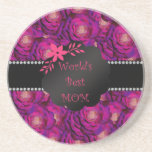 World's best mom pink roses beverage coasters