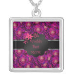 World's best mom pink roses necklace