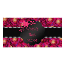 World's best mom pink roses picture card