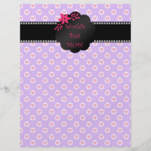 World's best mom purple heart polka dots full color flyer