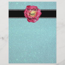 World's best mom turquoise glitter flyer