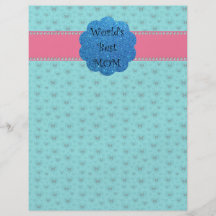 World's best mom turquoise hearts butterflies personalized flyer