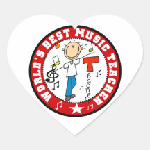 World's Best Music Teacher Heart Stickers
