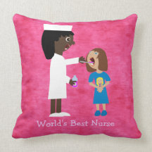 World's Best Nurse Cute Cartoon Nurse & Child Pillow