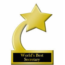 World's Best Secretary, Gold Star Award Trophy Acrylic Cut Out