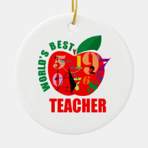 World's Best Teacher Apple Christmas Tree Ornaments