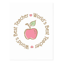 Worlds Best Teacher Post Cards