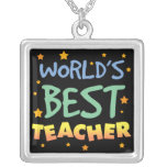 World's Best Teacher Square Necklace