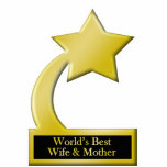 World's Best Wife & Mother, Gold Star Award Trophy photo sculptures