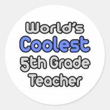 World's Coolest 5th Grade Teacher Round Sticker