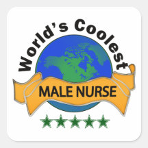World's Coolest Male Nurse Square Sticker