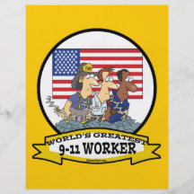 WORLDS GREATEST 9-11 WORKER HEROES CARTOON FLYER DESIGN