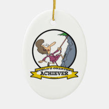 WORLDS GREATEST ACHIEVER WOMEN CARTOON CHRISTMAS TREE ORNAMENT