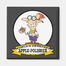 WORLDS GREATEST APPLE POLISHER CARTOON FRIDGE MAGNET