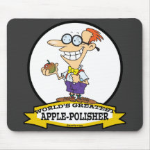 WORLDS GREATEST APPLE POLISHER CARTOON MOUSE PAD