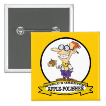 WORLDS GREATEST APPLE POLISHER CARTOON PIN