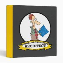 WORLDS GREATEST ARCHITECT MEN CARTOON 3 RING BINDER