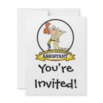 WORLDS GREATEST ASSISTANT WOMEN II CARTOON CUSTOM INVITATIONS
